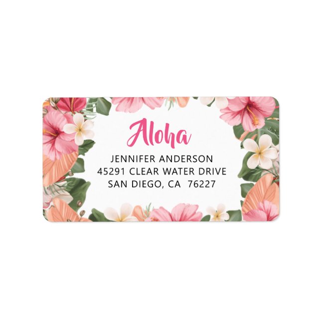 Aloha Hawaiian Tropical Hibiscus Luau Address Label (Front)