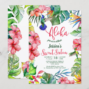 Aloha Hawaiian Tropical Sweet Sixteen Invitation