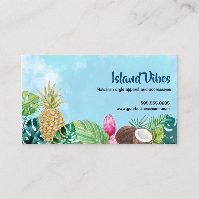 Aloha Hawaiian Watercolor Business Card (Front)