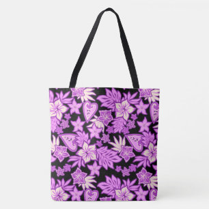 Aloha Heart Hawaiian Hibiscus Tropical Beach Bag
