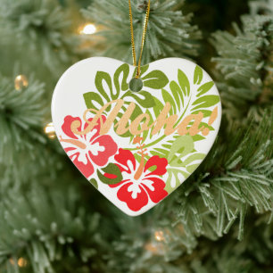 Aloha Hibiscus Ceramic Tree Decoration