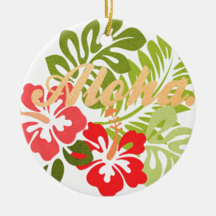 Aloha Hibiscus Ceramic Tree Decoration