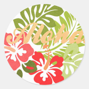Aloha Hibiscus Classic Round Sticker