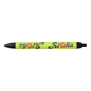 Aloha Hibiscus - flat Hawaii design + your ideas Black Ink Pen