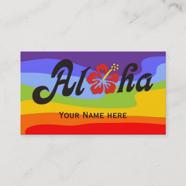 Aloha Hibiscus - flat Hawaii design + your ideas Business Card (Front)