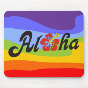 Aloha Hibiscus - flat Hawaii design + your ideas Mouse Mat