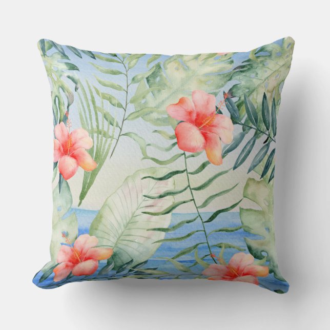 Aloha Hibiscus Floral Cushion (Front)