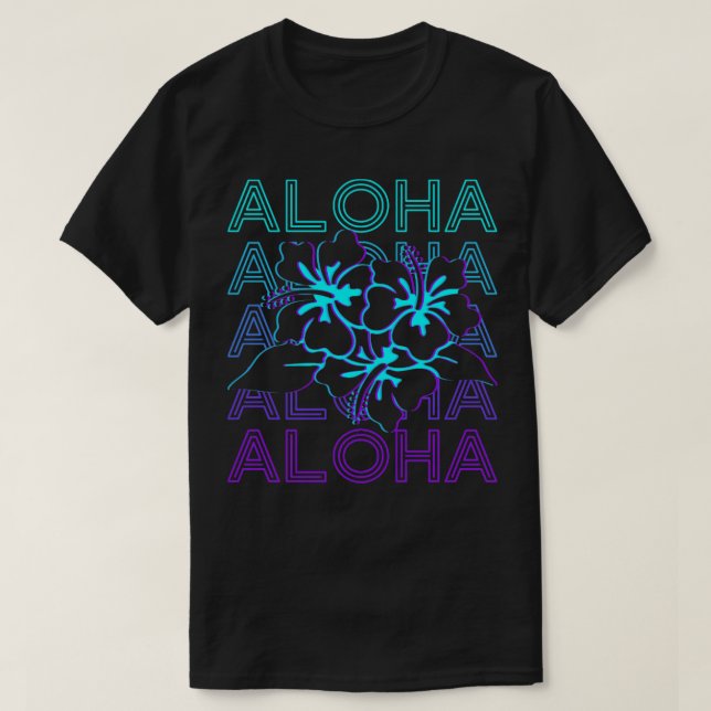 Aloha Hibiscus Hawaii Flower Retro Aloha Gift T-Shirt (Design Front)