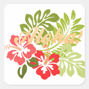Aloha Hibiscus Square Sticker