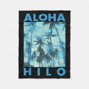 Aloha Hilo Hawaii Palm Tree Hawaiian Island Fleece Blanket