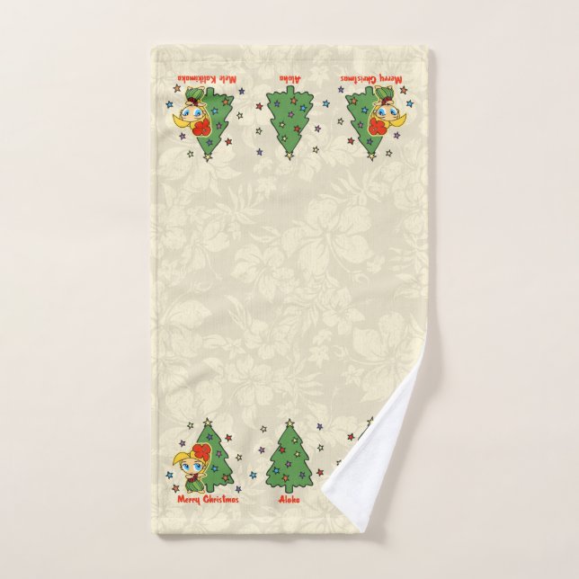 Aloha Honeys Christmas Blonde Hula Girl Border Hand Towel (Hand Towel)