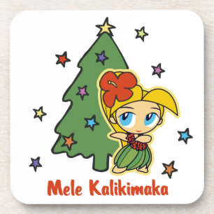 Aloha Honeys Christmas Blonde Hula Girl Coaster