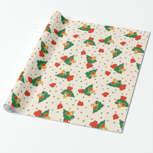 Aloha Honeys Christmas Blonde Hula Girl Cream Wrapping Paper