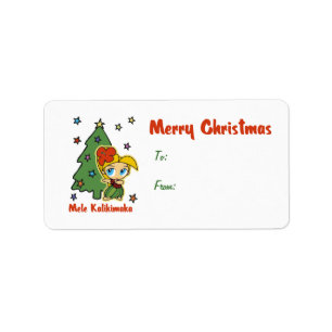 Aloha Honeys Christmas Blonde Hula Girl Label