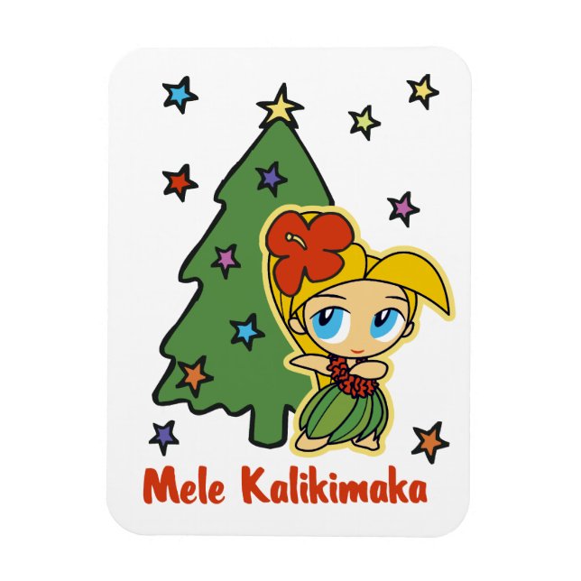 Aloha Honeys Christmas Blonde Hula Girl Magnet (Vertical)