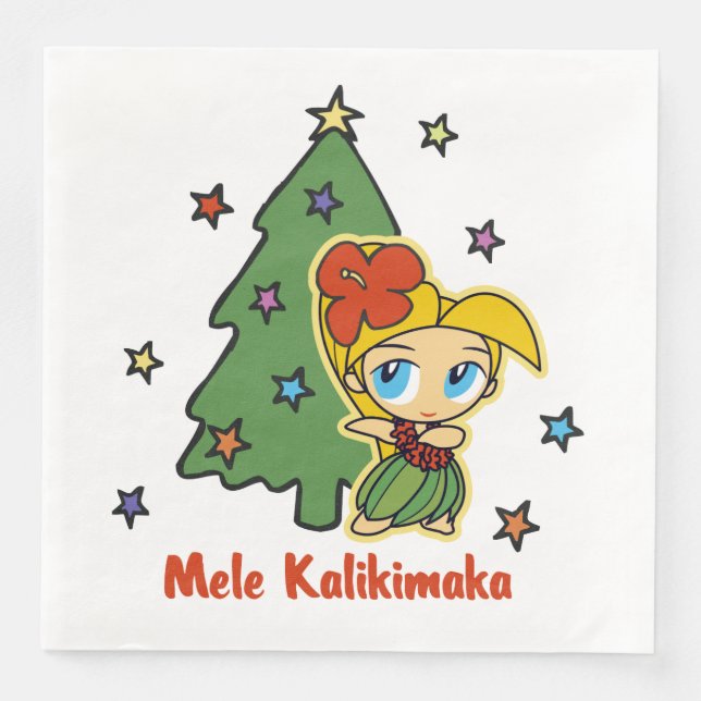 Aloha Honeys Christmas Blonde Hula Girl Napkin (Front)