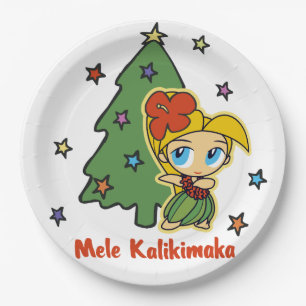 Aloha Honeys Christmas Blonde Hula Girl Paper Plate