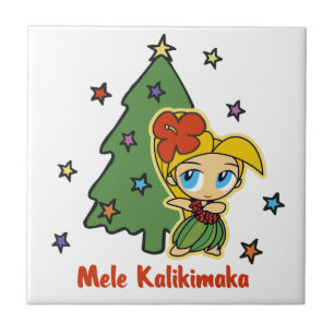 Aloha Honeys Christmas Blonde Hula Girl Tile