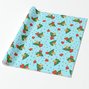 Aloha Honeys Christmas Blonde Hula Girl Turq Wrapping Paper