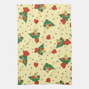 Aloha Honeys Christmas Blonde Hula Girl Yellow Tea Towel