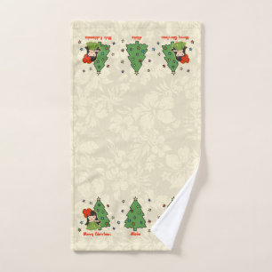 Aloha Honeys Christmas Hawaiian Hula Girl Border Hand Towel
