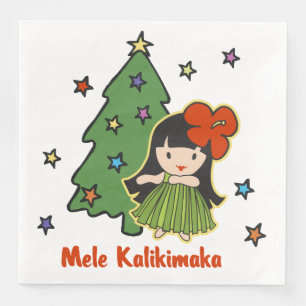 Aloha Honeys Christmas Hawaiian Hula Girl Napkin