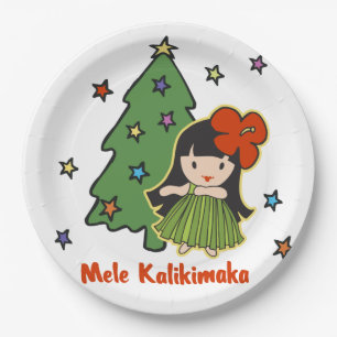 Aloha Honeys Christmas Hawaiian Hula Girl Paper Plate