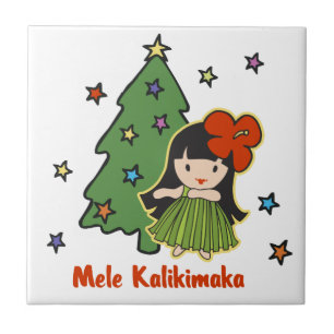 Aloha Honeys Christmas Hawaiian Hula Girl Tile