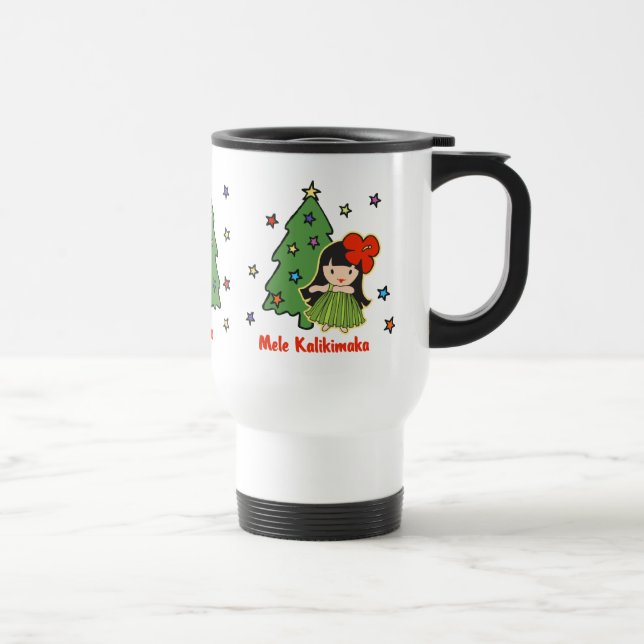 Aloha Honeys Christmas Hawaiian Hula Girl Travel Mug (Right)