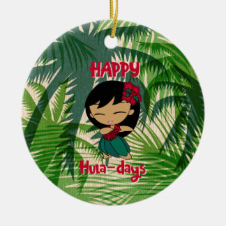 Aloha Honeys Christmas Holiday Hula Girl Palms Ceramic Tree Decoration