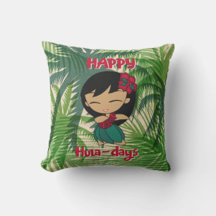 Aloha Honeys Christmas Holiday Hula Girl Palms Cushion
