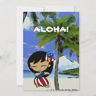 Aloha Honeys Hawaiian Beach Patriotic Invitations