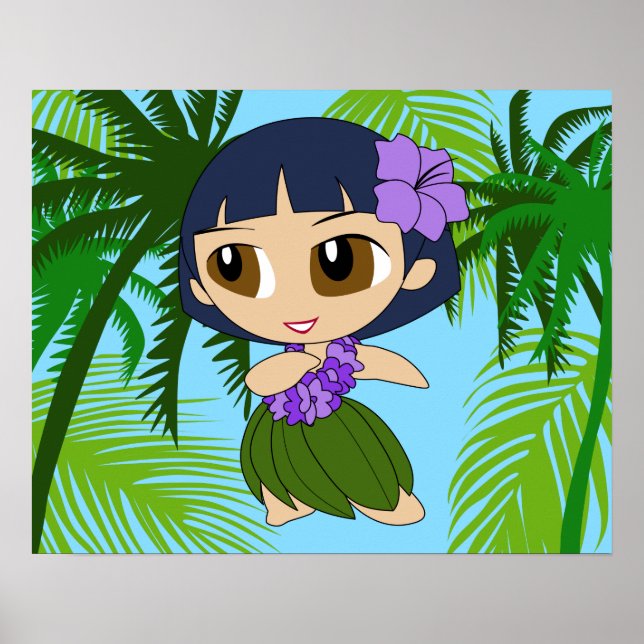 Aloha Honeys Hawaiian Blue Hair Hula Girl Poster (Front)