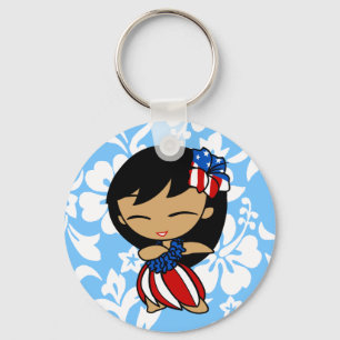 Aloha Honeys Hawaiian Hibiscus Patriotic Key Chain