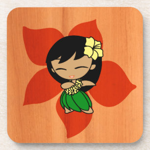 Aloha Honeys Hawaiian Hibiscus Vintage Hula Girl Coaster