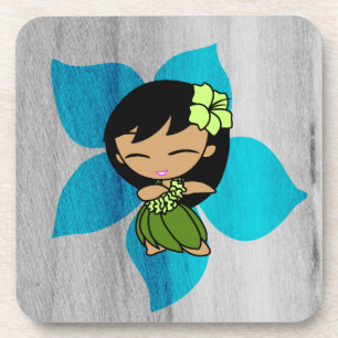 Aloha Honeys Hawaiian Hibiscus Vintage Hula Girl Coaster