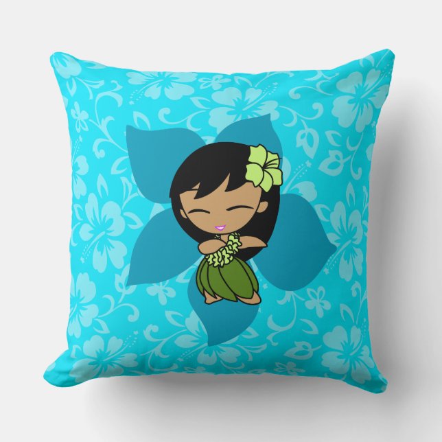 Aloha Honeys Hawaiian Hibiscus Vintage Hula Girl Cushion (Front)