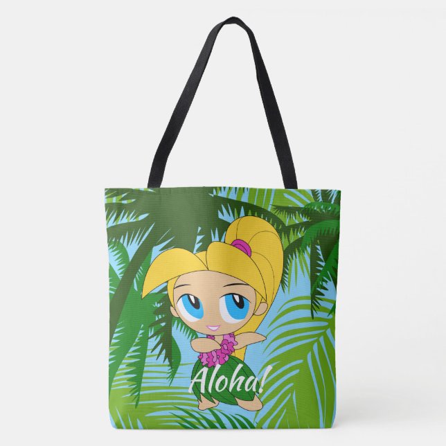 Aloha Honeys Hawaiian Hula Girl Beach Bag (Front)