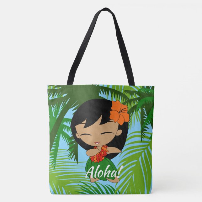 Aloha Honeys Hawaiian Hula Girl Beach Bag (Front)