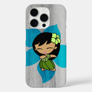 Aloha Honeys Hawaiian Hula Girl Faux Wood Turq iPhone 16 Pro Case