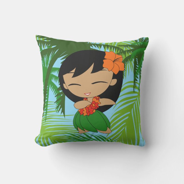 Aloha Honeys Hawaiian Hula Girl Reversible Cushion (Front)