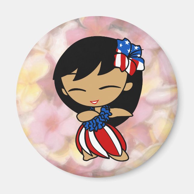 Aloha Honeys Hawaiian Plumeria Patriotic Magnets (Front)