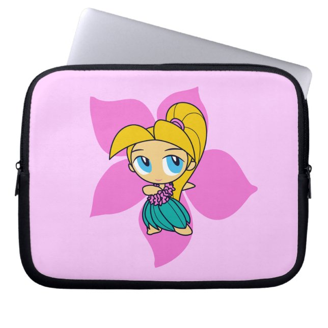 Aloha Honeys Hula Girl Hibiscus Neoprene Laptop Sleeve (Front)
