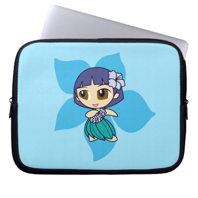 Aloha Honeys Hula Girl Hibiscus Neoprene Laptop Sleeve (Front)