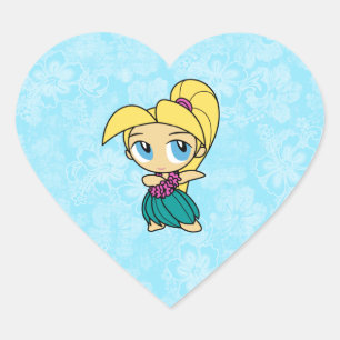 Aloha Honeys Hula Girl Hibiscus Stickers