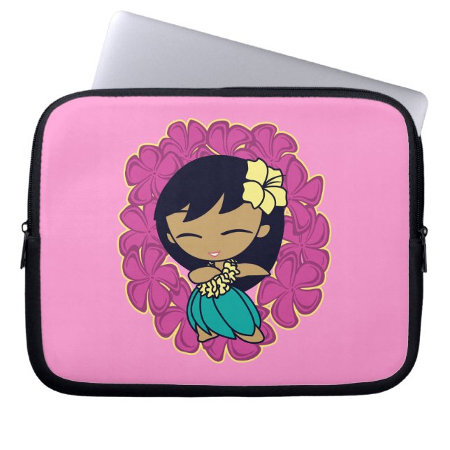 Aloha Honeys Hula Girl Plumeria Neoprene Laptop Sleeve (Front)