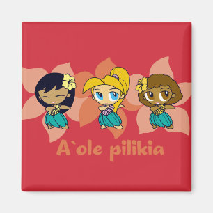 "Aloha Honeys " hula girls magnet in red