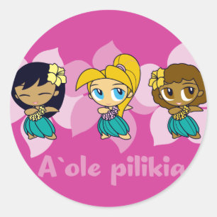 "Aloha Honeys " hula girls stickers in fuchsia