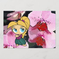 Aloha Honeys Luau Invite Card- Blonde Hula Girl