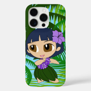 Aloha Honeys Palms Hawaiian Blue Hair Hula Girl C iPhone 16 Pro Case